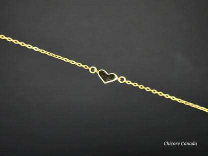 Sterling Silver Adjustable Bracelet With One Delicate Heart-Shaped Charm