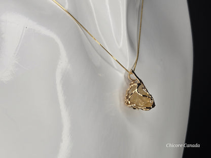 Collier pendentif élégant en citrine brésilienne fait main