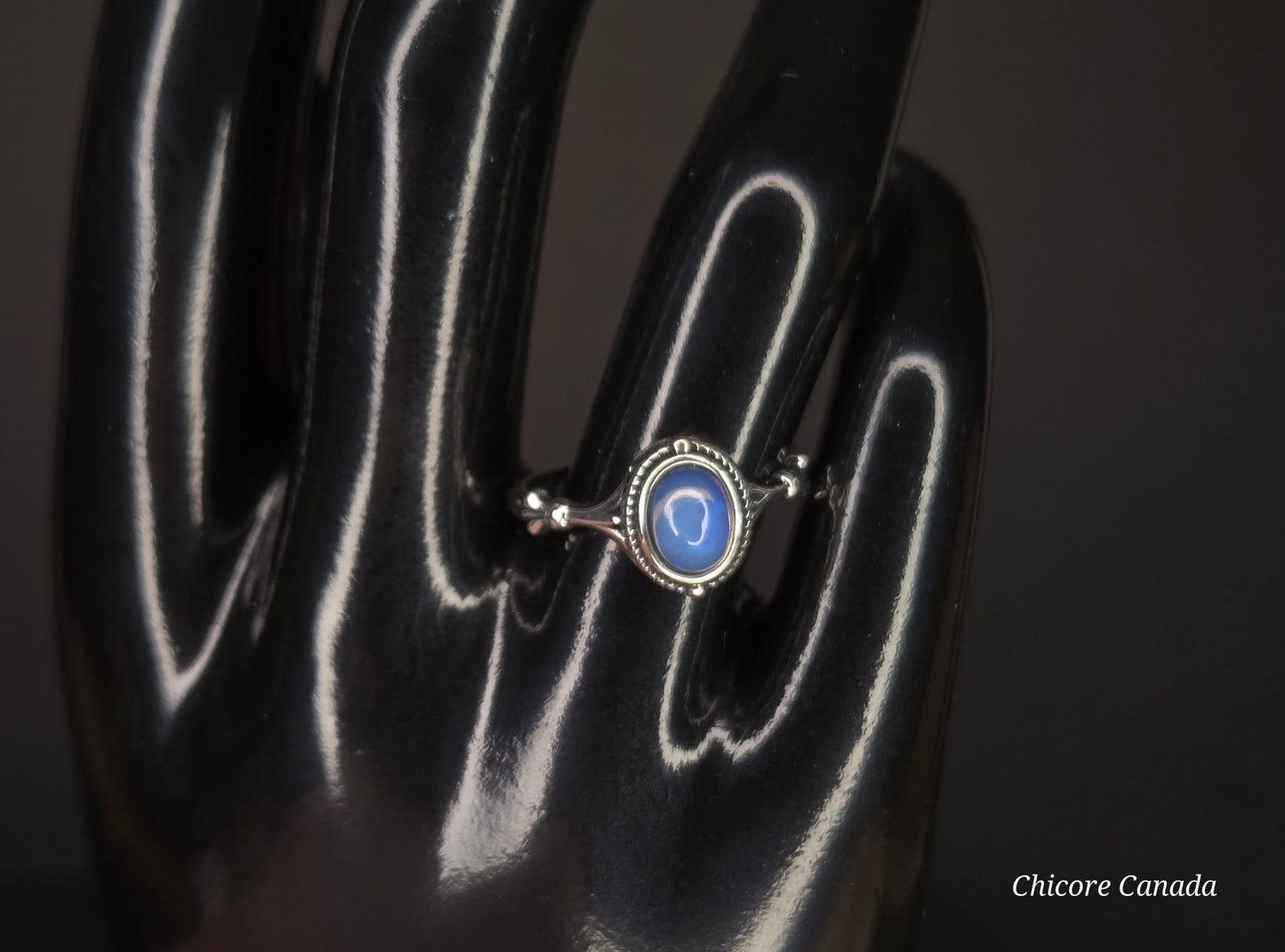 Celestial Glow: 925 Sterling Silver Adjustable Aurora Opal Ring