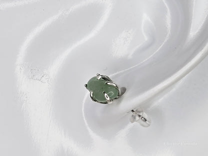 Boucles d'oreilles à tige en argent fabriquées à la main avec du jade véritable
