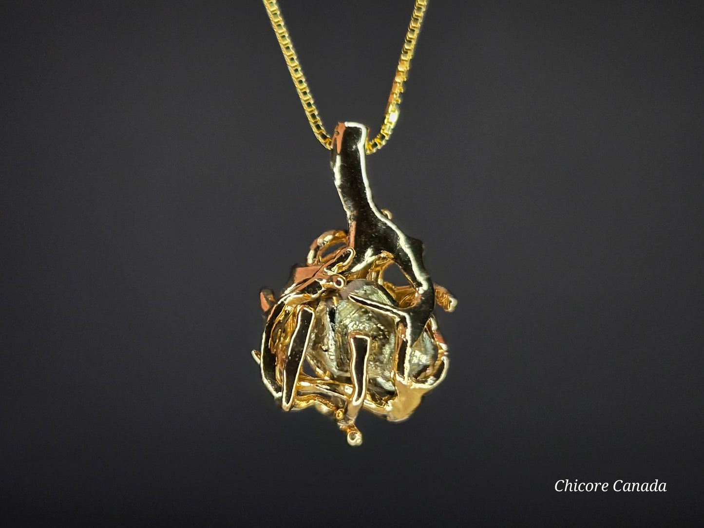 Bold & Brilliant: Raw Pyrite Crystal on 925 Silver Adjustable Necklace