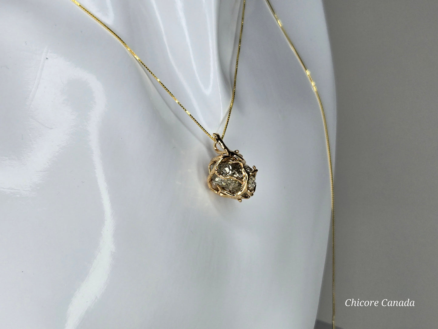 Bold & Brilliant: Raw Pyrite Crystal on 925 Silver Adjustable Necklace