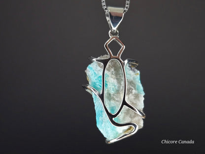 Grace in Blue – Handmade Amazonite Pendant with Adjustable Sterling Silver Necklace