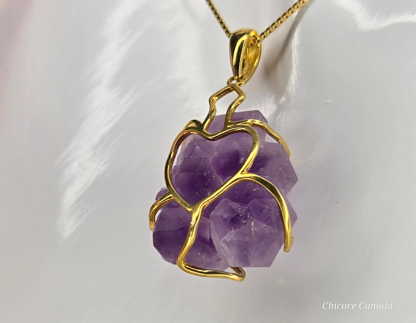 Artfully Crafted Raw Amethyst Pendant Necklace with Adjustable Grace