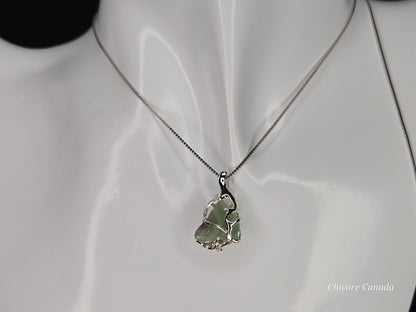 Fluorite for Focus – Raw Crystal Pendant with 925 Sterling Silver Chain