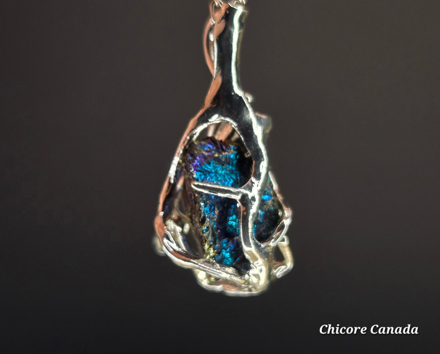 Handmade Raw Rainbow Pyrite Pendant – Adjustable 925 Sterling Silver Necklace for Strength & Style