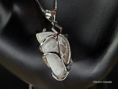 Snakeskin Agate Pendant – Handmade Luxury with Adjustable Sterling Silver