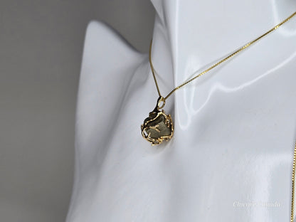 Elegant & Powerful Protection Stone - Handmade Natural Raw Pyrite Pendant with 925 Sterling Silver Adjustable Necklace