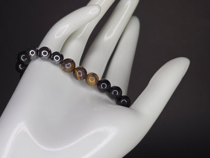 Handmade Natural Tiger’s Eye, Obsidian & Hematite Protection Bracelet