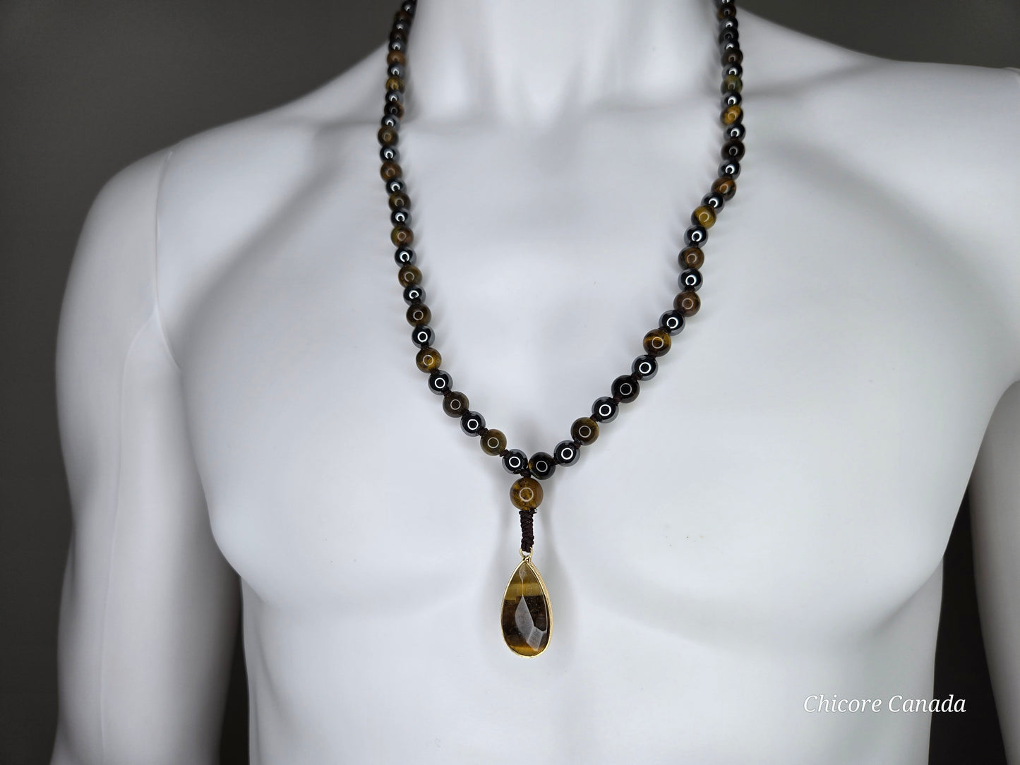 Guardian’s Eye – Men’s Tiger’s Eye, Hematite & Obsidian Protection Necklace