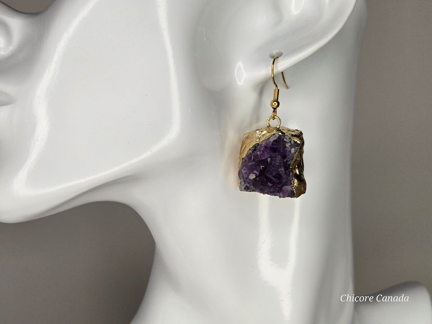 Crystal Calm: Raw Amethyst Cluster Statement Earrings