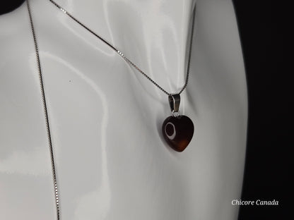 Eternal Glow: Handcrafted Heart-Shaped Carnelian Pendant with Adjustable Necklace
