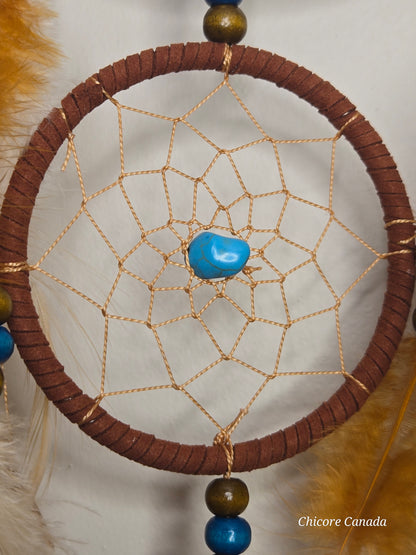 Boho Harmony - Handmade Dreamcatcher with Turquoise Accents & Citrine Tree of Life
