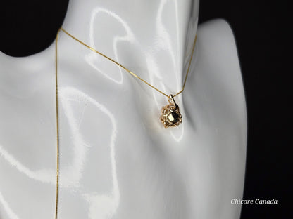 Celestial Gold – Handmade Pyrite Pendant with 925 Sterling Silver Adjustable Necklace