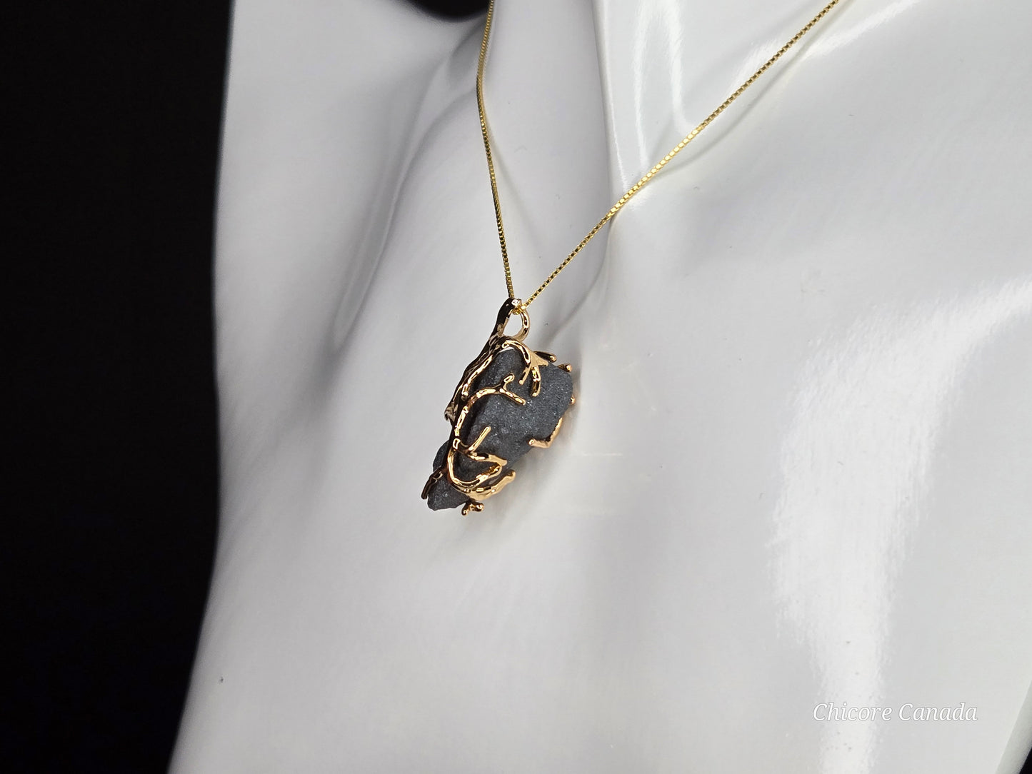 Raw Natural Hematite Stone Handmade Pendant with Adjustable 925 Sterling Silver Necklace