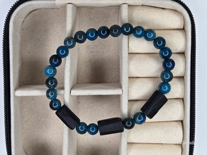 Blue Apatite with Black Tourmaline Accents – Handmade Power & Elegance