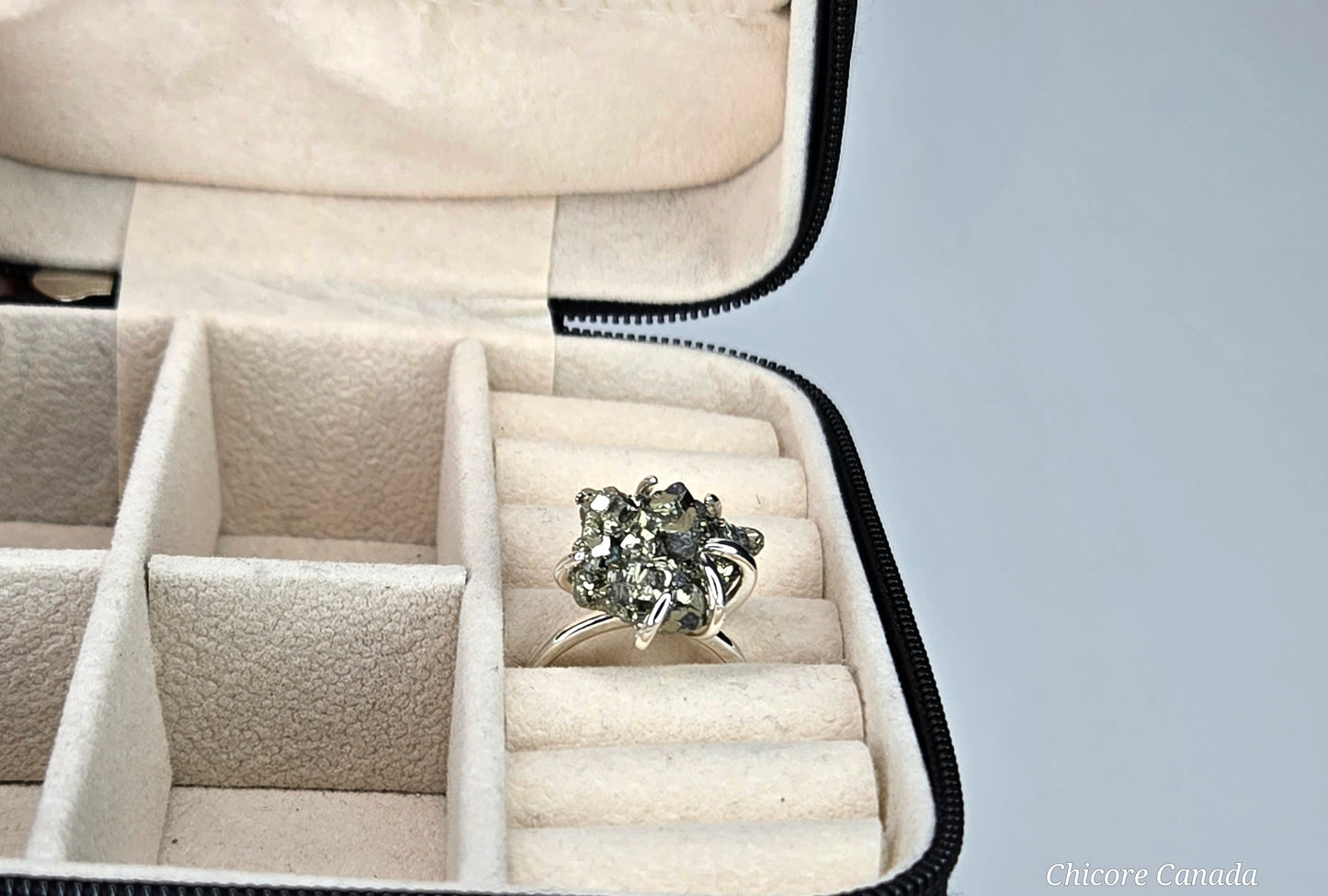 Adjustable Band & Sophisticated Shine - 
Raw Pyrite Power Ring