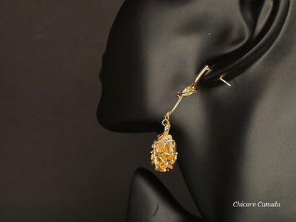 Élégant soleil : boucles d'oreilles en citrine naturelle faites à la main