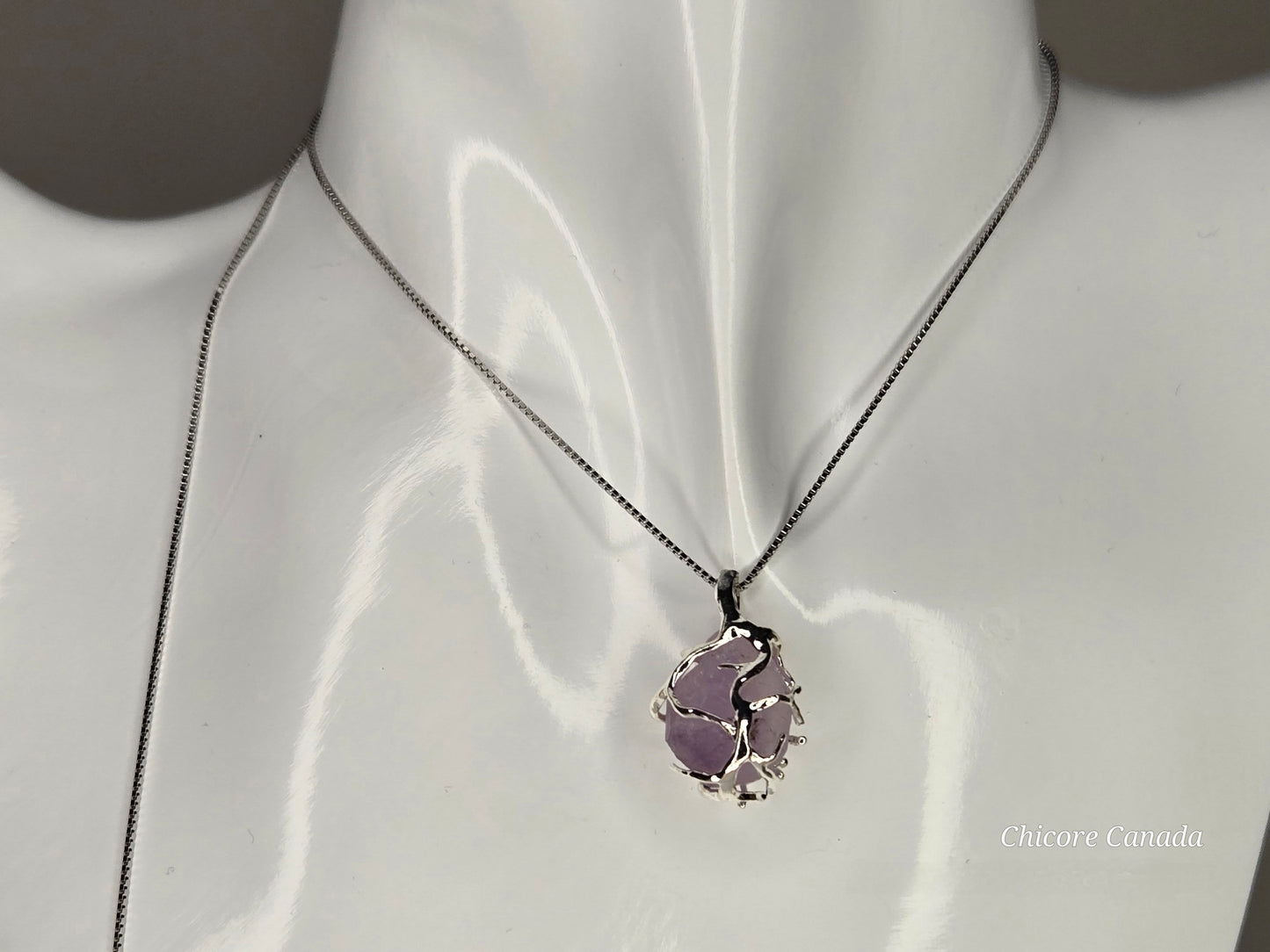 Artfully Crafted Raw Amethyst Pendant Necklace with Adjustable Grace