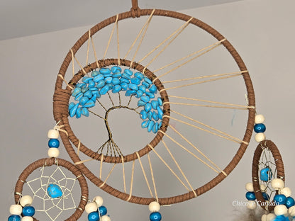 Boho Charm for Peaceful Nights - Handmade Dreamcatcher with Turquoise Stones