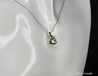 Bold & Brilliant: Raw Pyrite Crystal on 925 Silver Adjustable Necklace