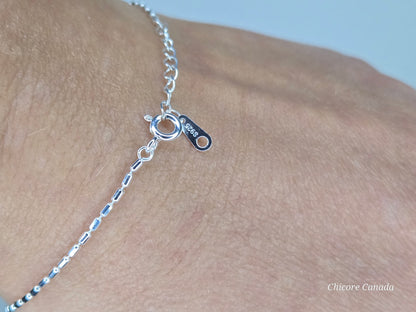 Bracelet ajustable élégant en argent sterling 925 avec breloque délicate en zircone cubique