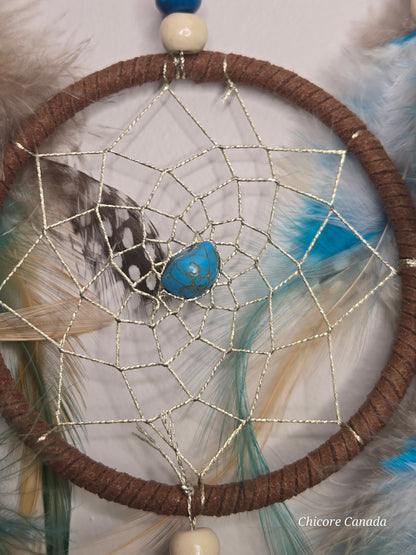Boho Charm for Peaceful Nights - Handmade Dreamcatcher with Turquoise Stones