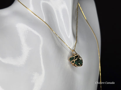 Breath of the Earth – Raw Malachite Pendant with Adjustable Silver Elegance