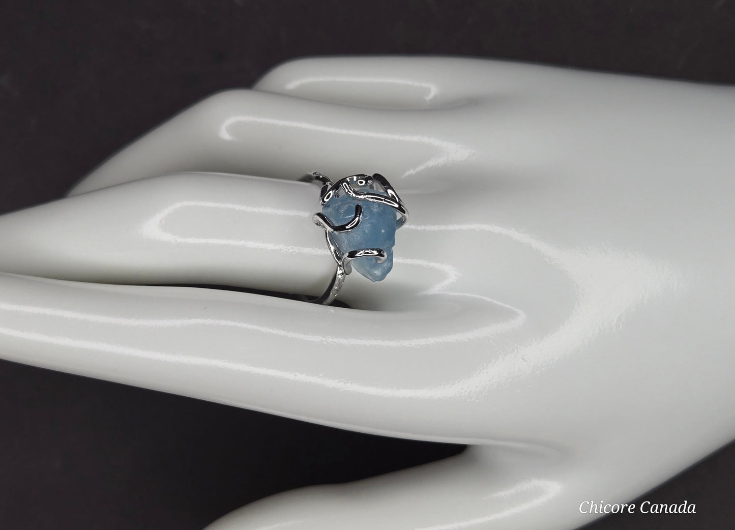 Timeless 925 Sterling Silver Adjustable Aquamarine Ring