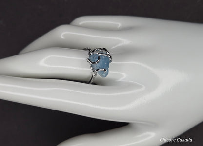 Timeless 925 Sterling Silver Adjustable Aquamarine Ring