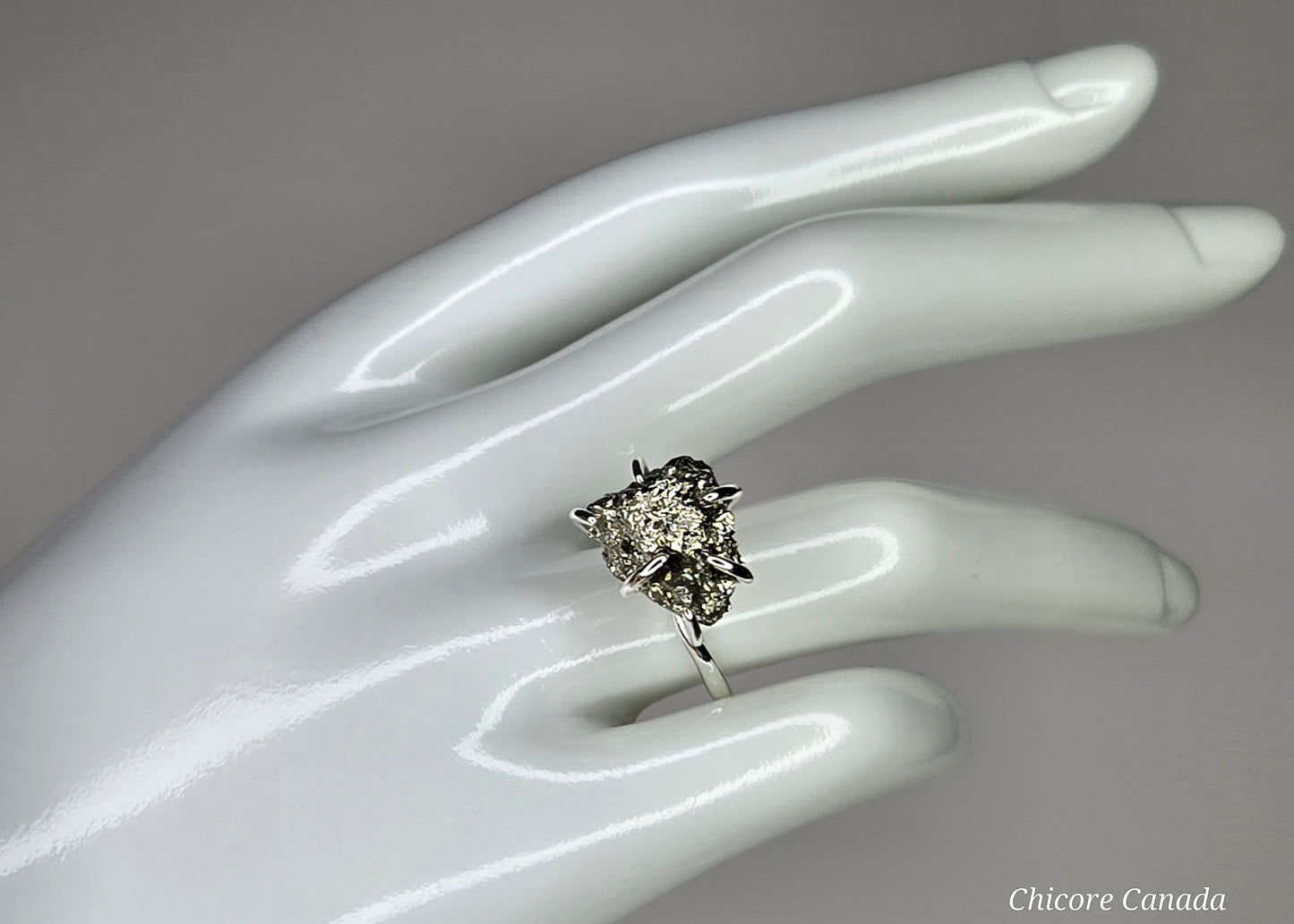 Adjustable Band & Sophisticated Shine - 
Raw Pyrite Power Ring