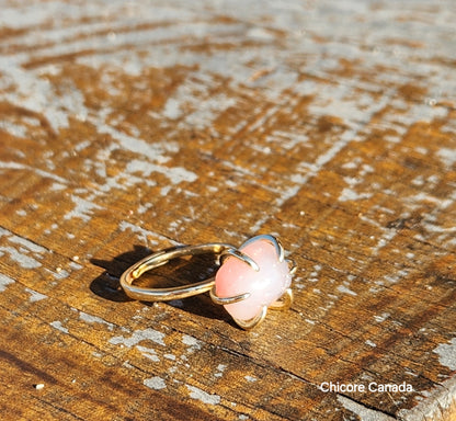 Bague ajustable en quartz rose