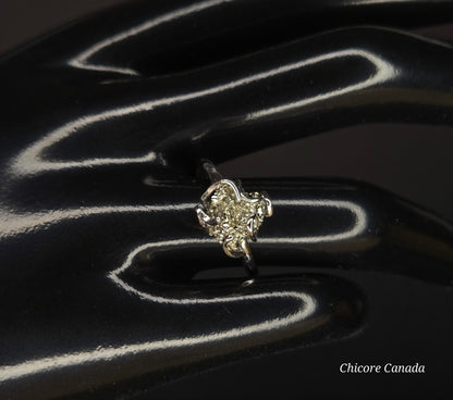 925 Sterling Silver Adjustable Raw Pyrite Ring