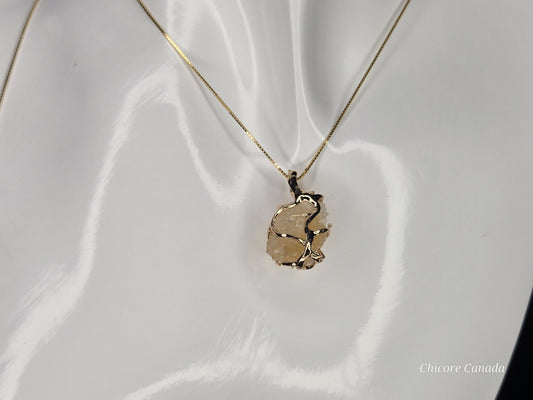 Collier pendentif élégant en citrine brésilienne fait main
