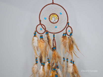 Boho Harmony - Handmade Dreamcatcher with Turquoise Accents & Citrine Tree of Life