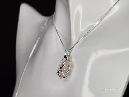 Blossom of Love – Handmade Raw Rose Quartz Pendant on a Delicate 925 Sterling Silver Adjustable Necklace