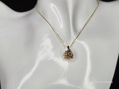 Golden Elegance – Handmade Raw Pyrite Pendant with Sterling Silver Chain