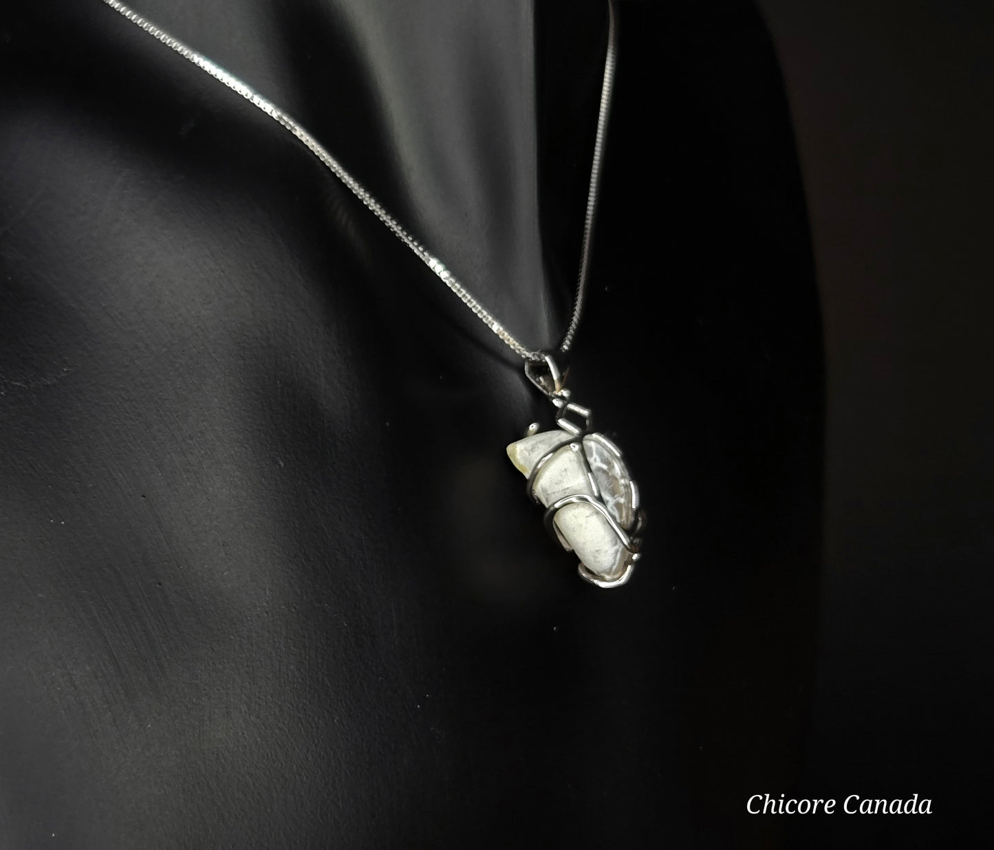 Snakeskin Agate Pendant – Handmade Luxury with Adjustable Sterling Silver