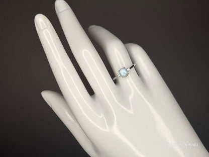 Elegant Sterling Silver Gemstone Jewelry - Handmade Natural Larimar Adjustable Ring