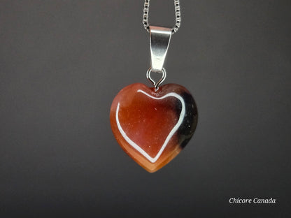 Eternal Glow: Handcrafted Heart-Shaped Carnelian Pendant with Adjustable Necklace