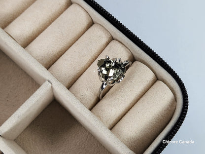 Bague ajustable en argent sterling 925 avec pyrite, délicate et élégante – Sophistication intemporelle