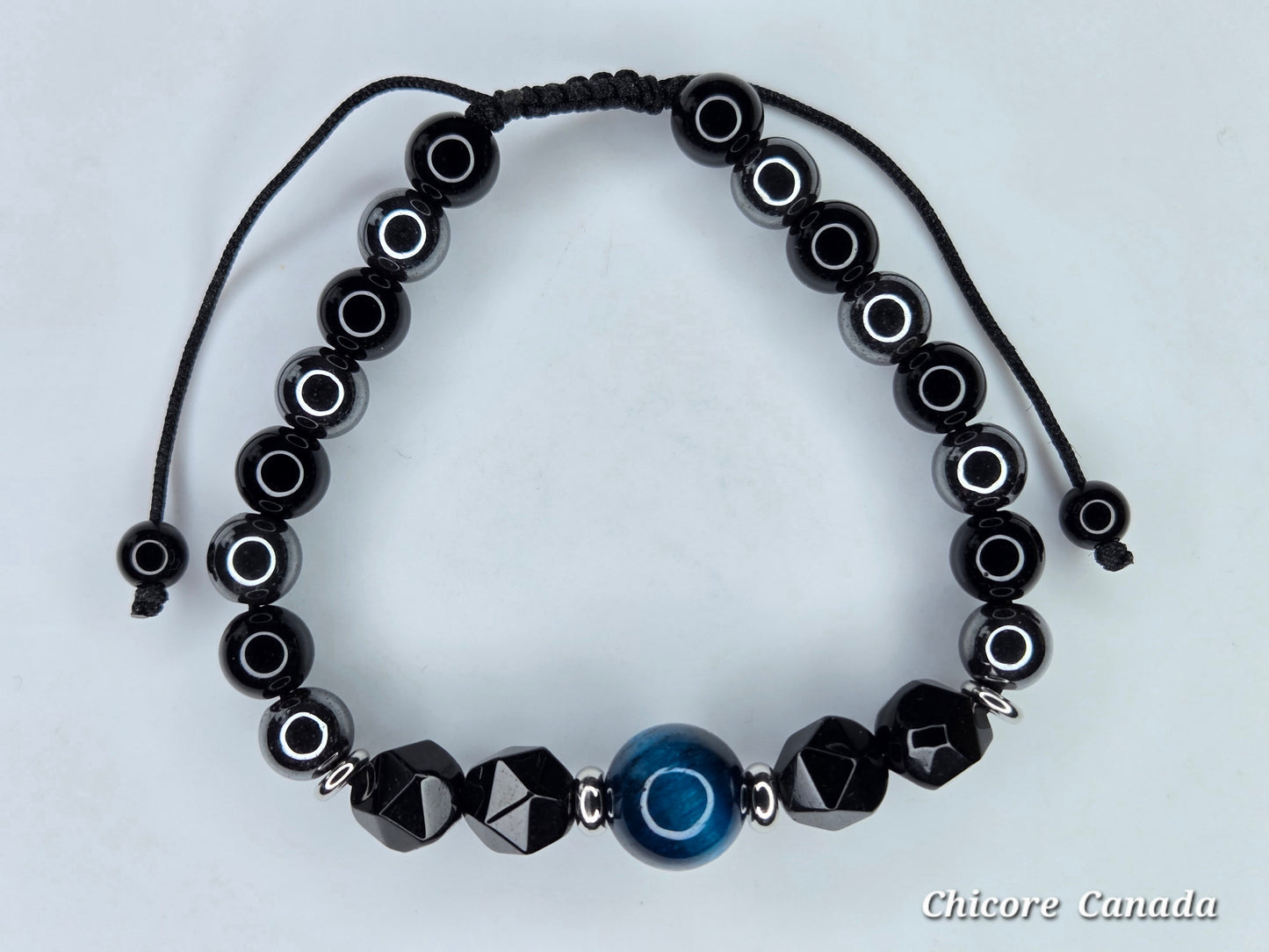 Grounded Power Bracelet – Blue Tiger’s Eye, Obsidian & Hematite Fusion
