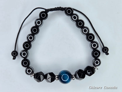 Grounded Power Bracelet – Blue Tiger’s Eye, Obsidian & Hematite Fusion