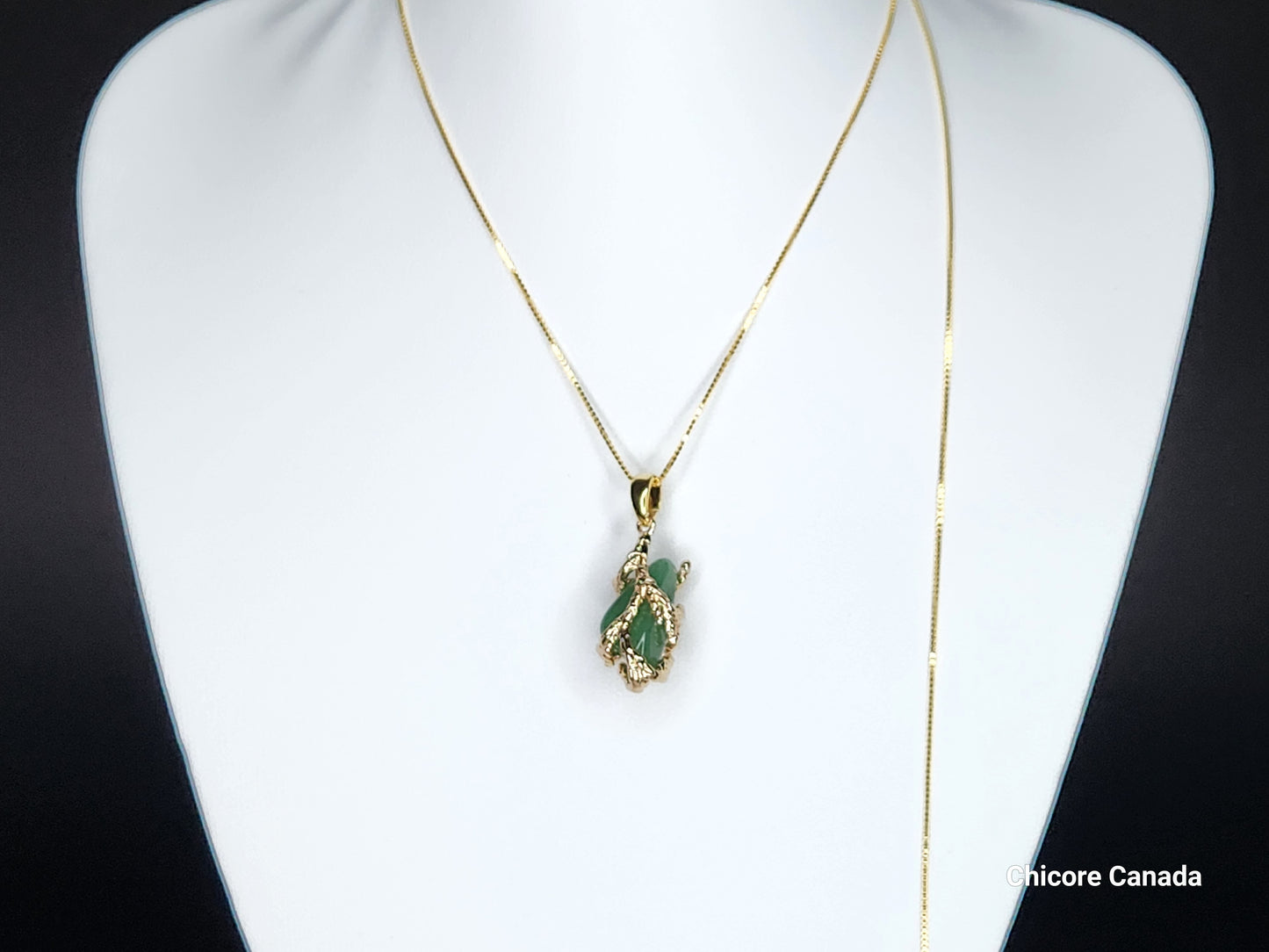Collier pendentif en jade naturel exquis fait à la main avec longueur réglable