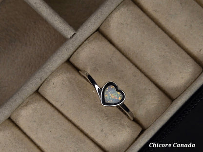 Heart-Shaped Opal 925 Sterling Silver Adjustable Ring – A Radiant Symbol of Love & Elegance