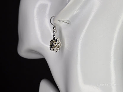 Golden Aura – Delicate Raw Pyrite Drop Earrings, Handmade Luxury