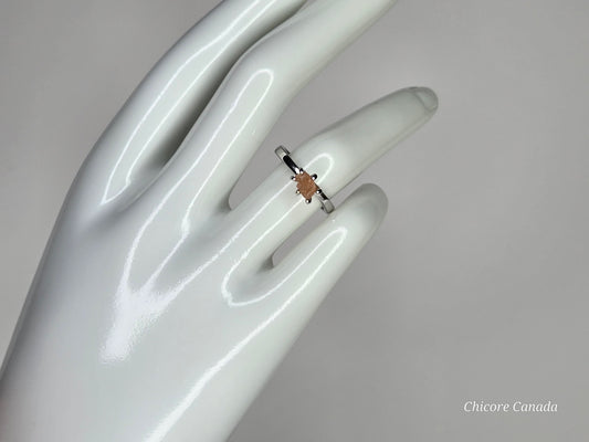 Dainty Sunstone Adjustable Ring