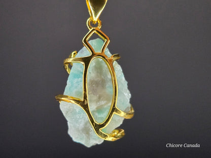 Artisan Raw Amazonite Necklace – Crafted with 925 Sterling Silver Grace