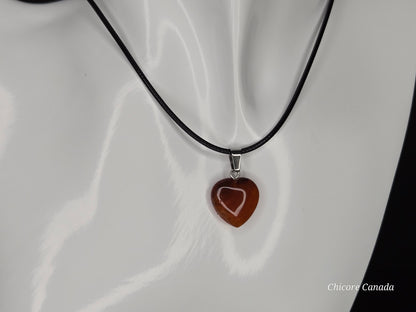 Eternal Glow: Handcrafted Heart-Shaped Carnelian Pendant with Adjustable Necklace