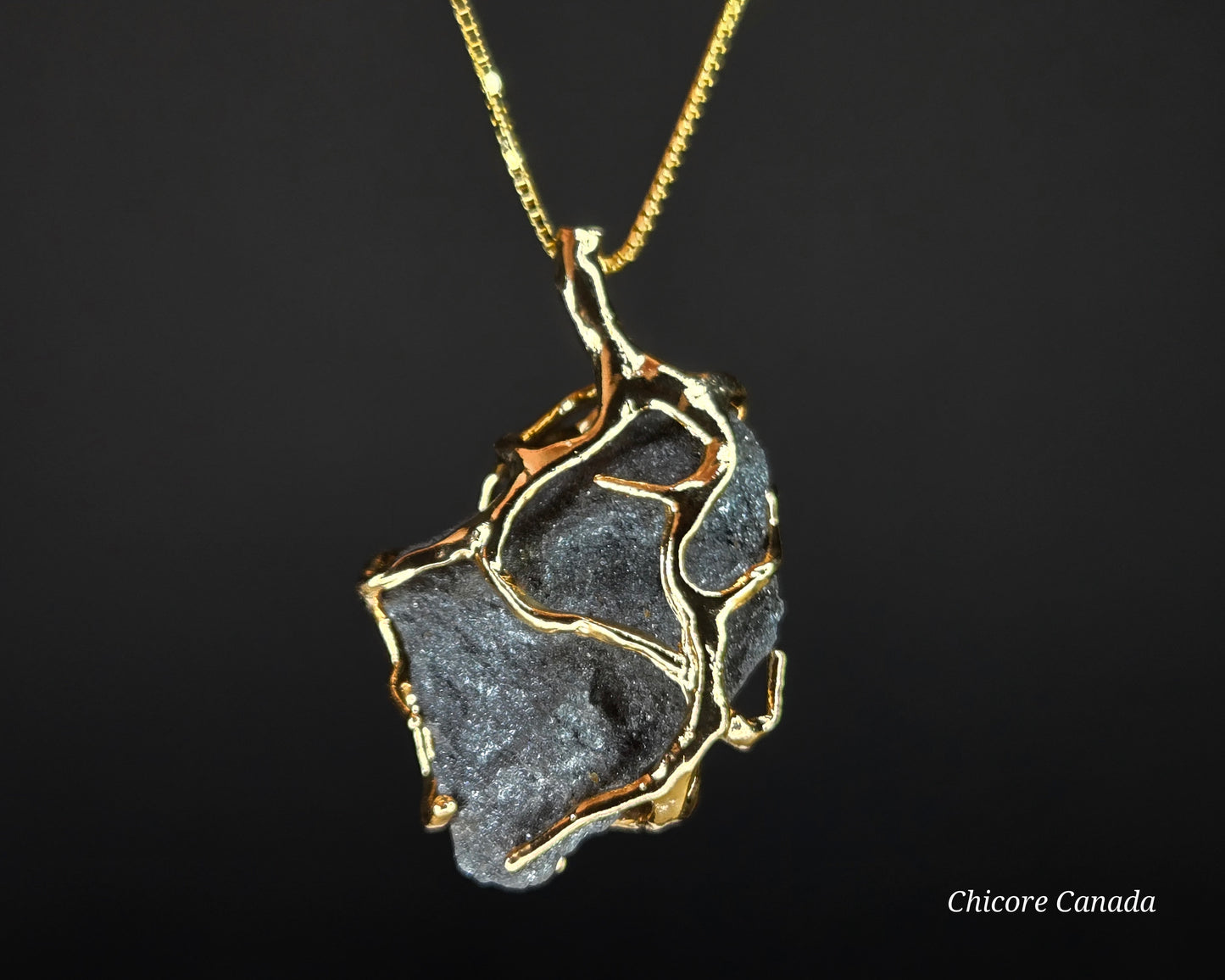 Raw Natural Hematite Stone Handmade Pendant with Adjustable 925 Sterling Silver Necklace